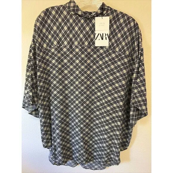 Zara Black And Tan Women’s Blouse Size Small NWT - Picture 1 of 6